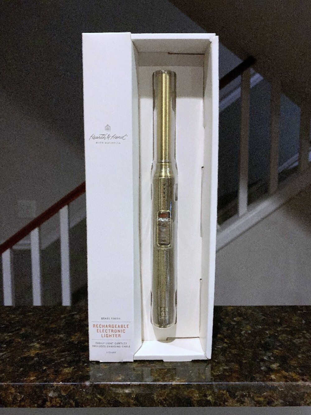 Hearth & Hand with Magnolia Ribbed Brass Rechargeable USB Candle Stick Tool NEW